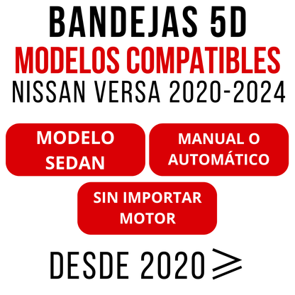 Alfombra Nissan Versa 2020/2024 Bandeja Rígida 5d Bandeja De Piso Dura