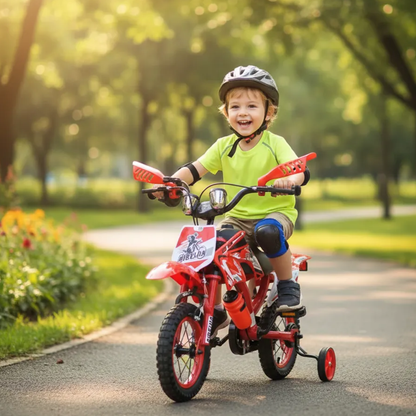 Bicicleta para NENE NIÑO Infantil MOTOCROSS Urbana Rodado 16 Con Rueditas Y ACELERDOR ROJA-VERDE