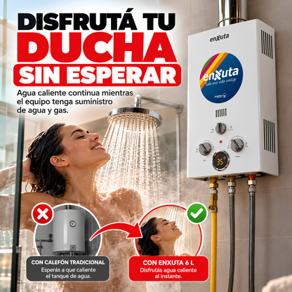 Calefón Calentador A Gas Calentador Agua Enxuta 6l Caliente tiro natural