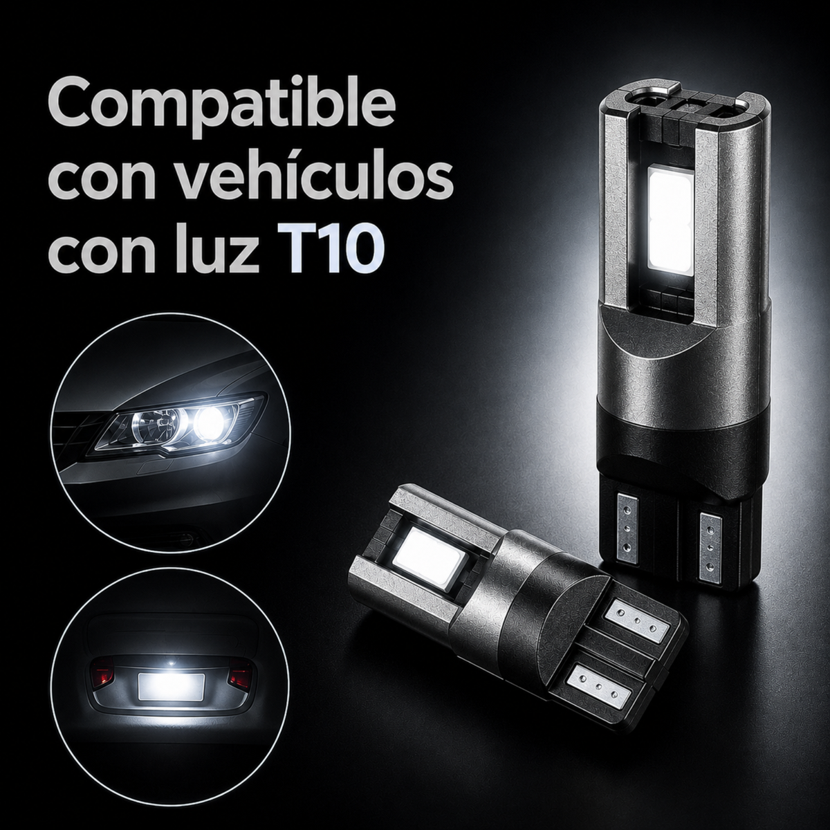 Lampara Led COLOR BLANCO Para Auto T10 Ir100 Posición Matrícula 12v W5w