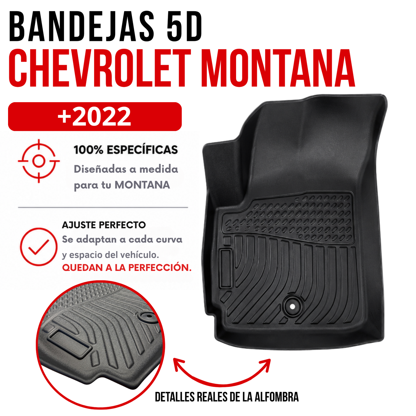 Alfombra CHEVROLET MONTANA Bandeja Rígida 5d Bandeja De Piso
