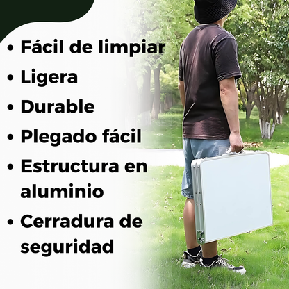 Mesa Plegable Desarmable De Camping Jardín Feria Tipo Valija