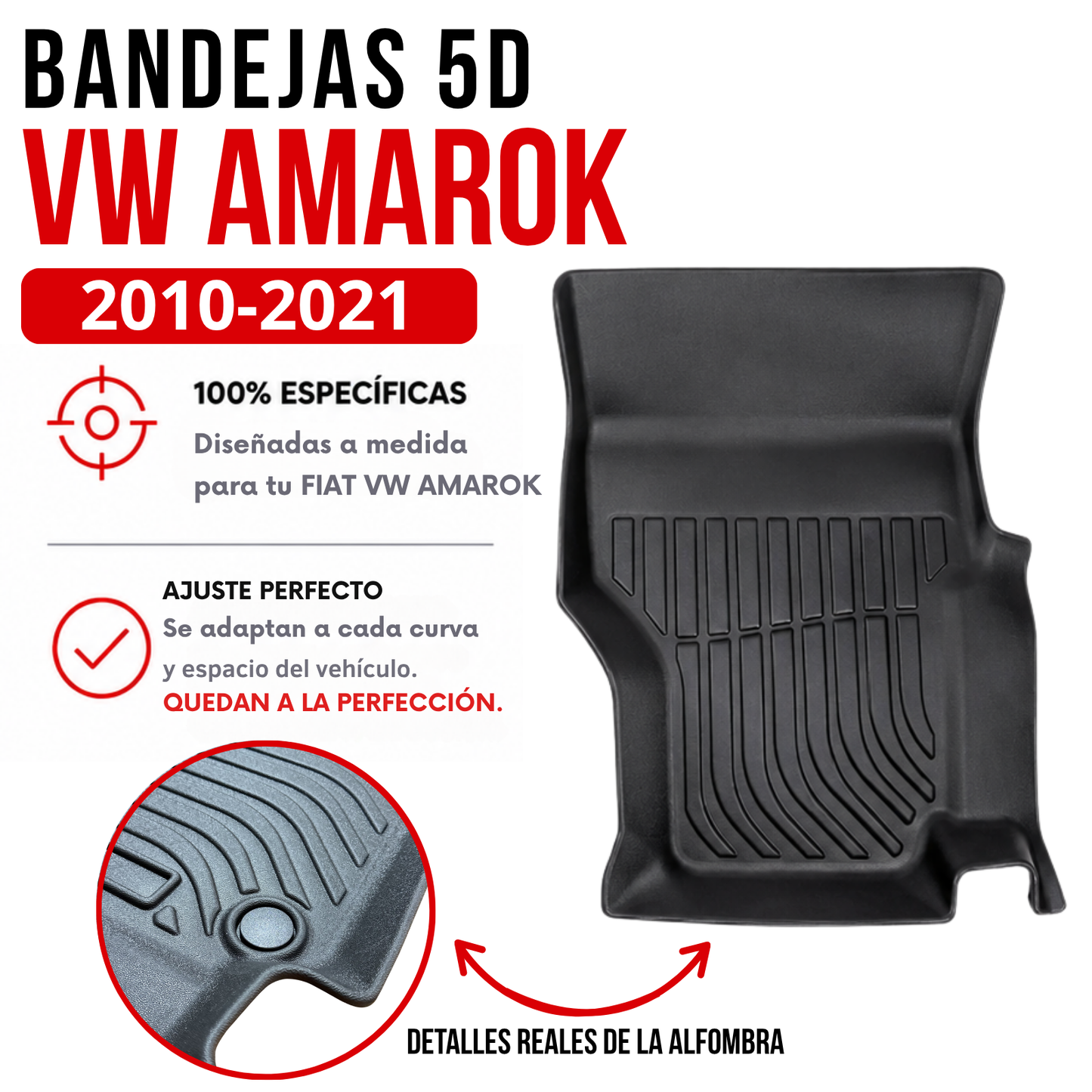 Alfombra Volkswagen Amarok Bandeja Rígida 5d Bandeja De Piso
