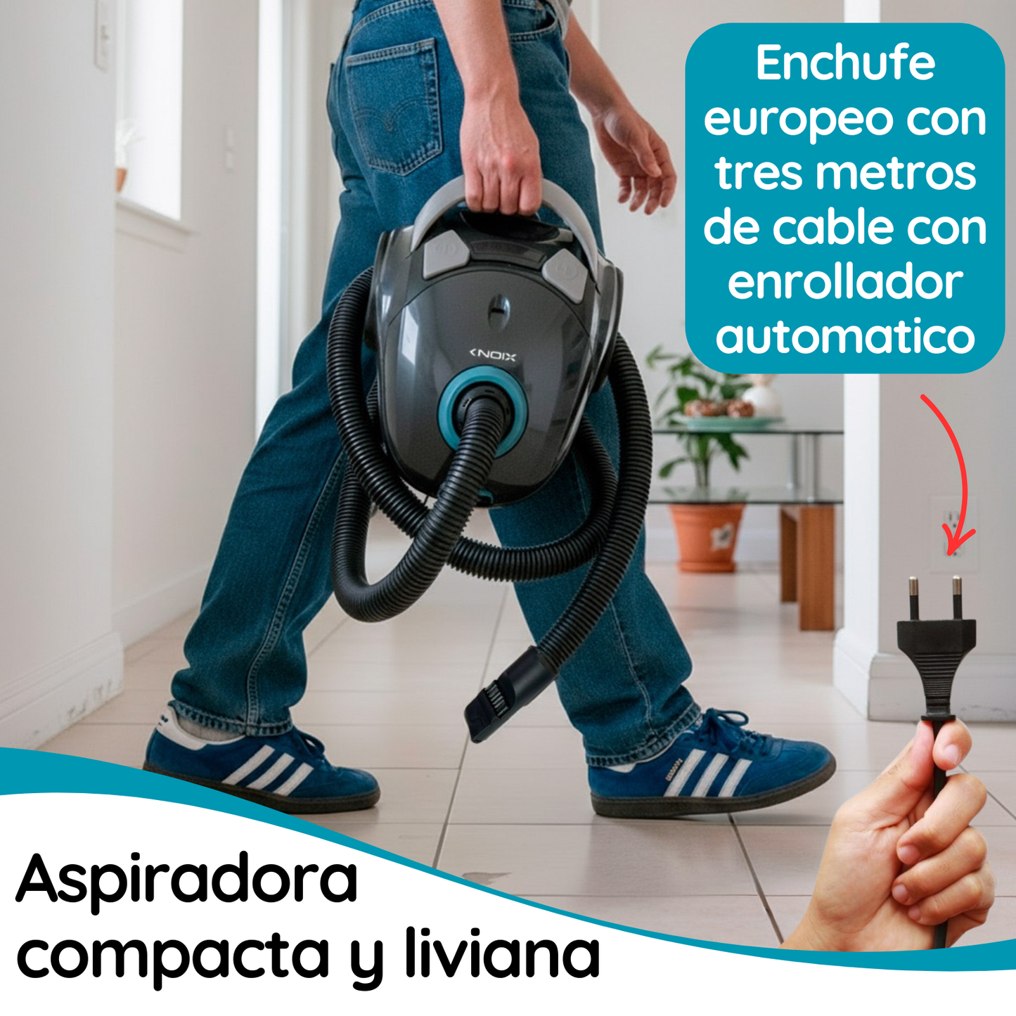 Aspiradora Xion 1500w Compacta Para Hogar Potente Con Bolsa