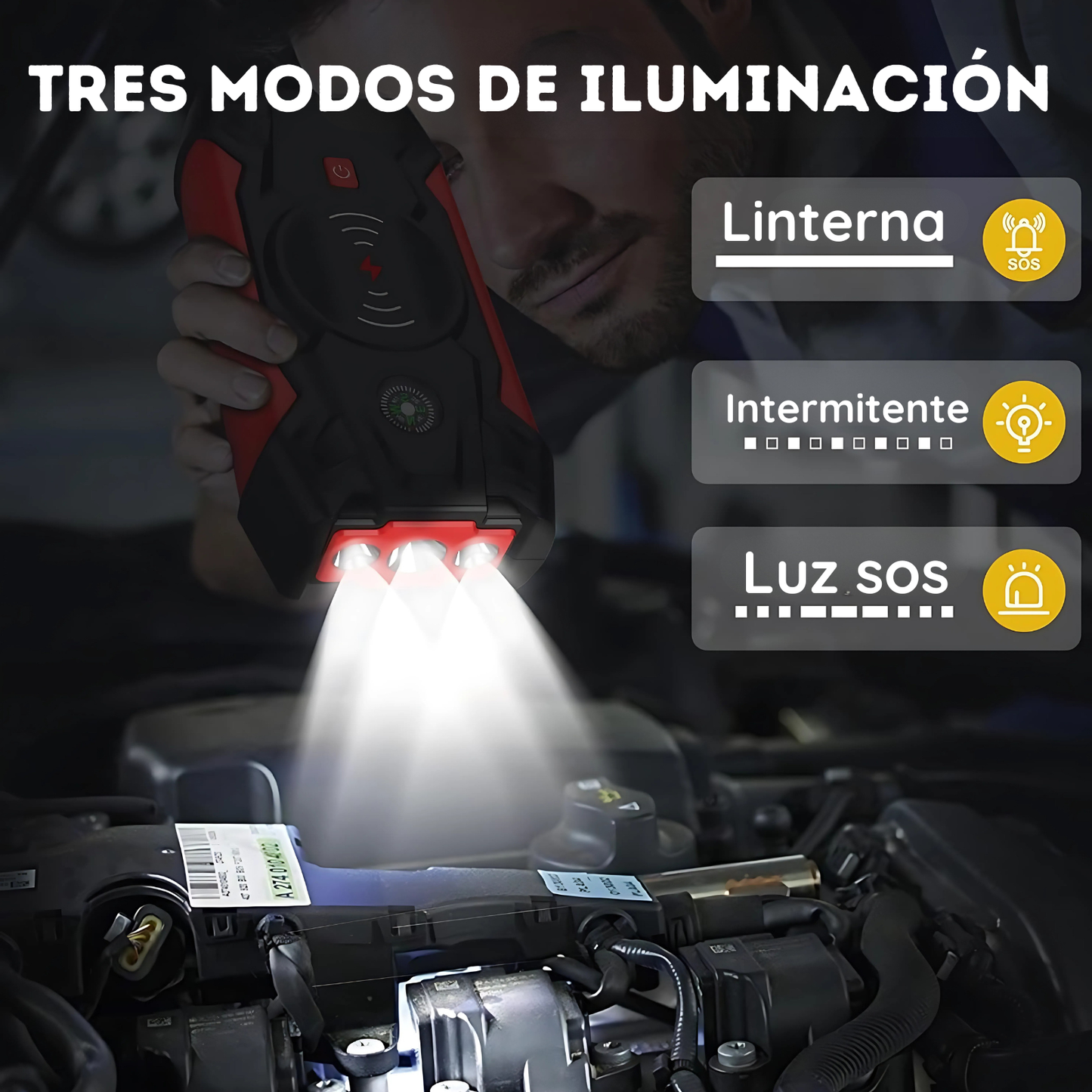 Arrancador Cargador Batería De Autos POTENTE NAFTA O DIESEL Portátil Con Compresor