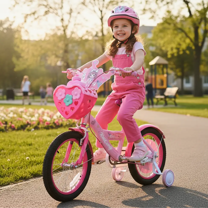 Bicicleta para Nena Niña Infantil Princesa Urbana Rodado 20 Con Rueditas Y Canasto Color Rosada