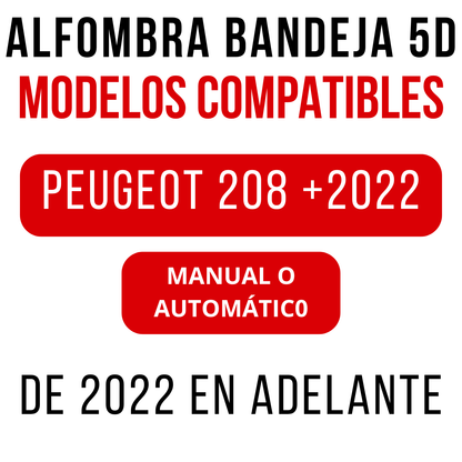 Alfombra PEUGEOT 208 Bandeja Rígida 5d Bandeja De Piso Auto Set alfombras TPE RÍGIDO