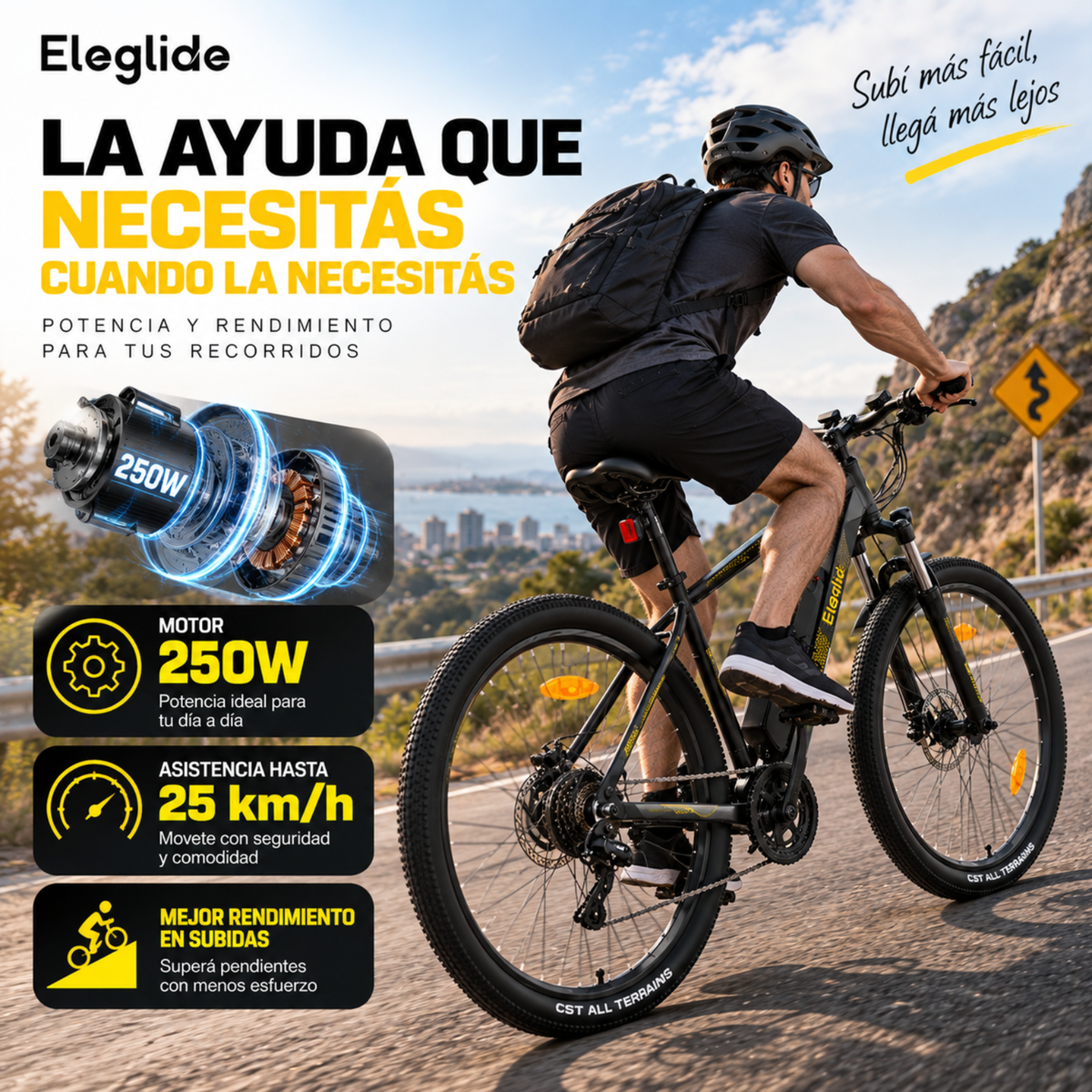 Bicicleta Eléctrica A Batería Con Motor Bici 27.5 Pulgadas