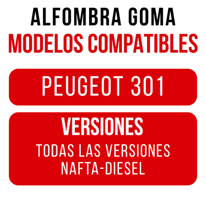 Alfombra Peugeot 301 Set Juego Alfombras En Goma Originales específicas