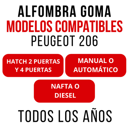 Alfombra Auto Peugeot 206 Juego Específico En Goma Calidad