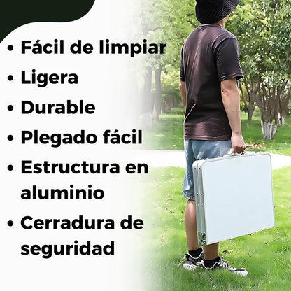 Mesa Plegable De Camping Desarmable Tipo Valija Feria 120x60
