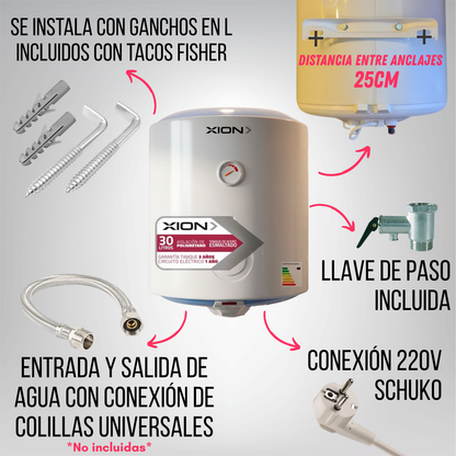 Calefon Termotanque Eléctrico Xion 30 Litros Agua Caliente