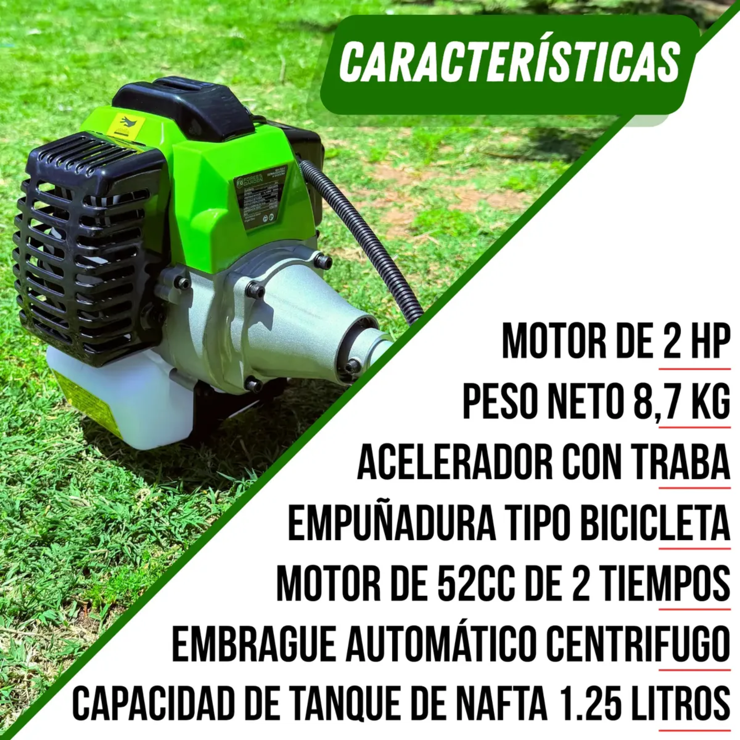 Desmalezadora Cortadora De Pasto Bordeadora A Nafta 52cc Forest y Garden