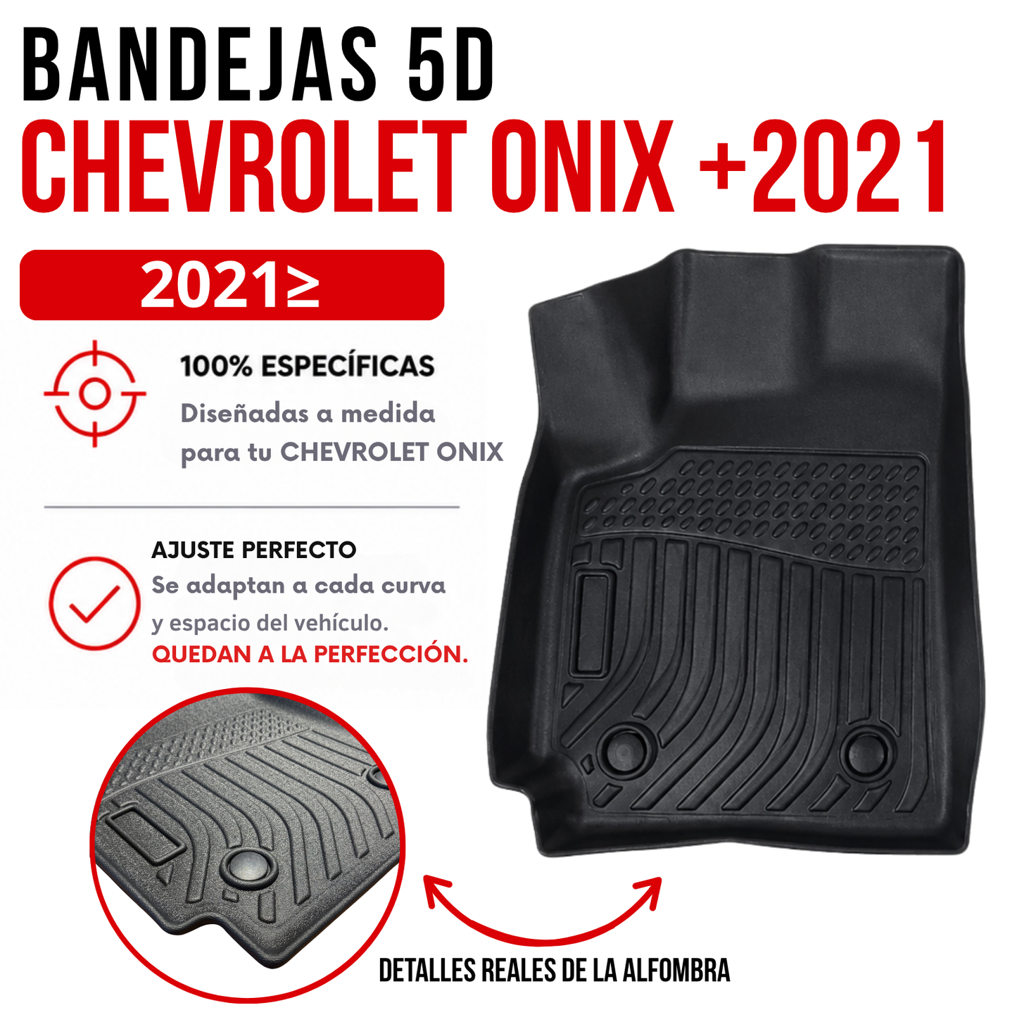 Alfombra CHEVROLET ONIX HATCHBACK/SEDAN Bandeja Rígida 5d Bandeja De Piso