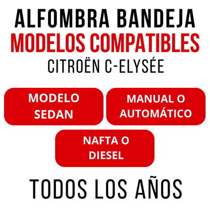 Juego Alfombra Auto Bandeja Rígida Peugeot 301/Citroën C-Elysée Set completo bandejas rígidas