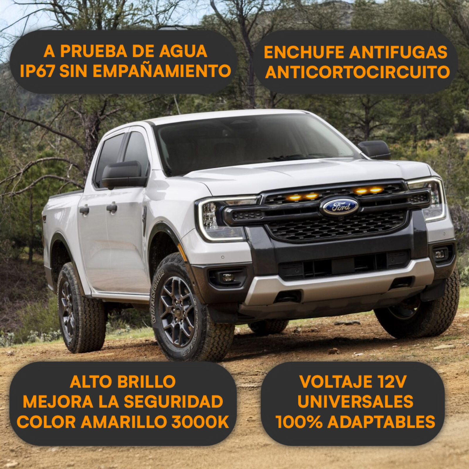Kit Lamparas Led Para Parillas Camionetas Autos Ambar