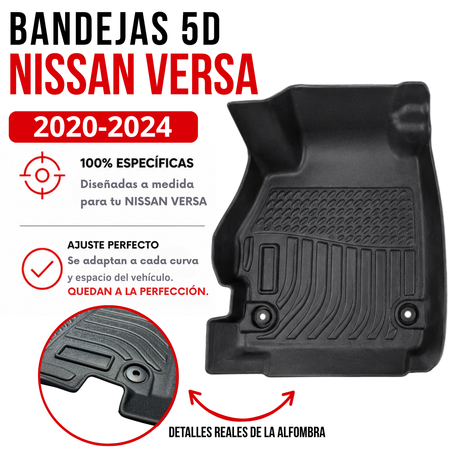 Alfombra Nissan Versa 2020/2024 Bandeja Rígida 5d Bandeja De Piso Dura