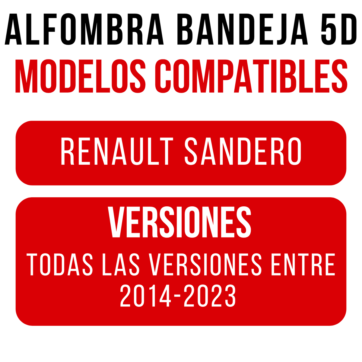 Alfombra Renault Sandero Bandeja Rígida 5D Bandeja de piso para auto