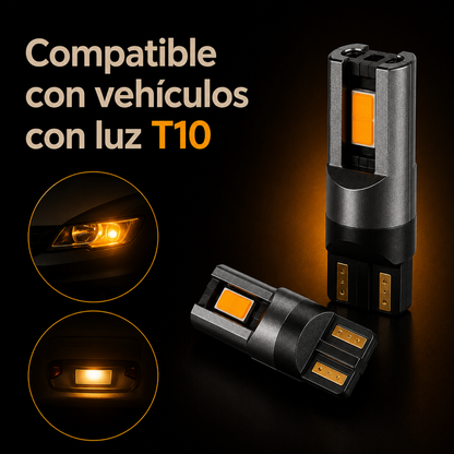 Lampara Led COLOR AMBAR Para Auto T10 Ir100 Posición Matrícula 12v W5w