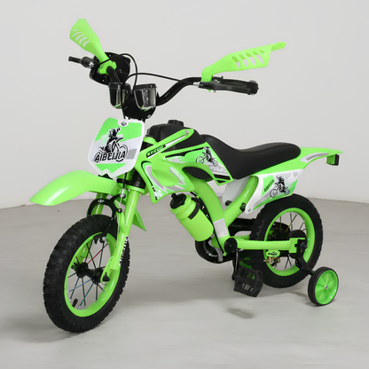 Bicicleta para NENE NIÑO Infantil MOTOCROSS Urbana Rodado 16 Con Rueditas Y ACELERDOR ROJA-VERDE