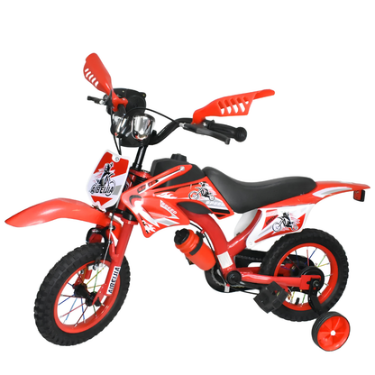 Bicicleta para NENE NIÑO Infantil MOTOCROSS Urbana Rodado 16 Con Rueditas Y ACELERDOR ROJA-VERDE