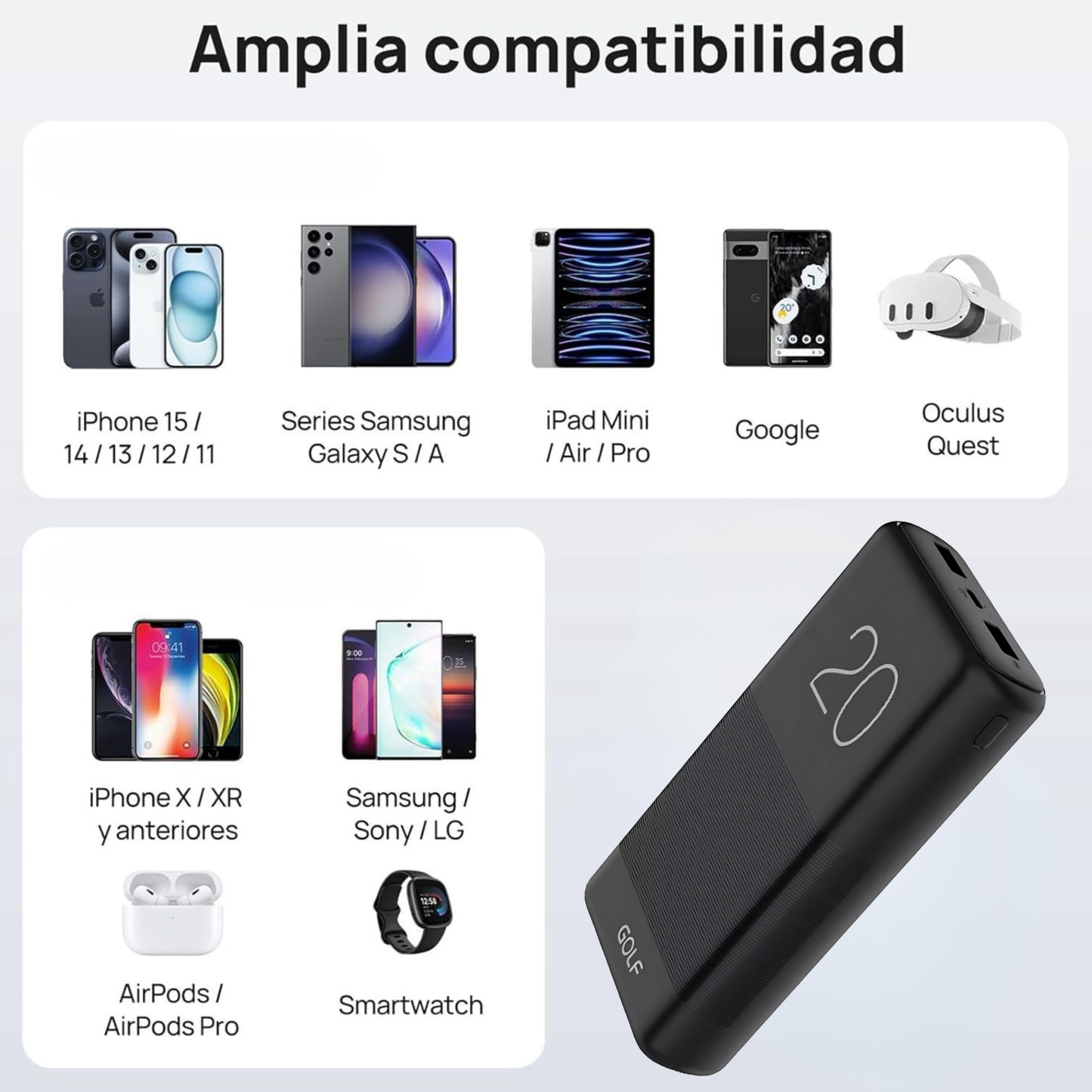 Power Bank Batería Externa Portátil De Carga Rápida 20000mah
