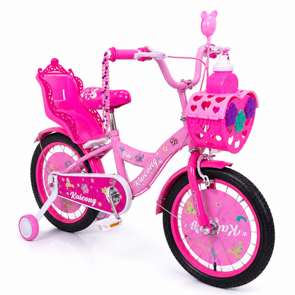 Bicicleta para niña Infantil Princesa Urbana Rodado 16 Con Rueditas Y Canasto Color Rosada-Violeta