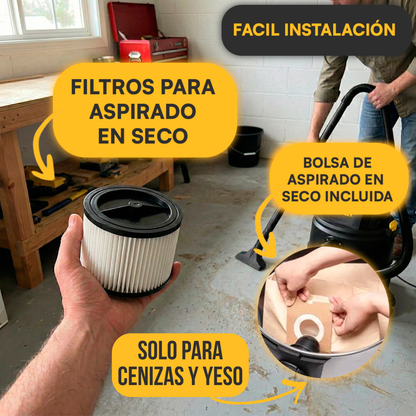 Aspiradora Industrial Profesional Stanley De Tacho Sin Bolsa POLVO Y AGUA