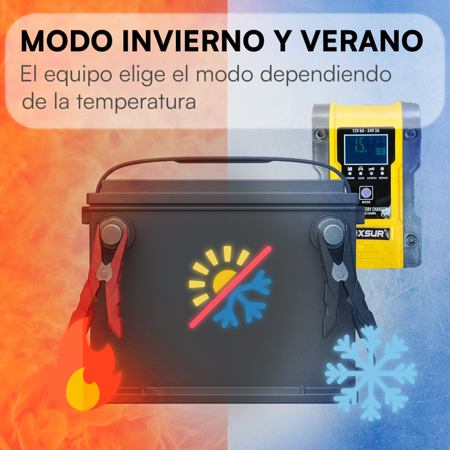 Cargador Automático Portátil 12v 100ah Lcd Para Autos Y Motos