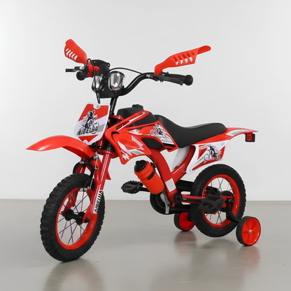Bicicleta para NENE NIÑO Infantil MOTOCROSS Urbana Rodado 16 Con Rueditas Y ACELERDOR ROJA-VERDE