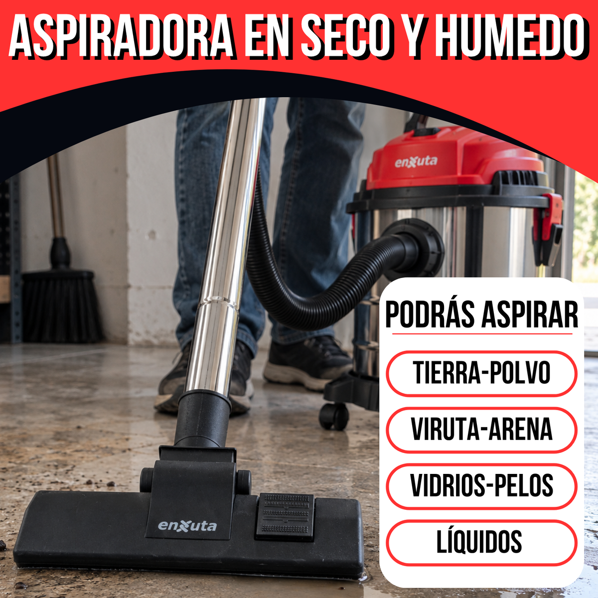 Aspiradora Industrial Profesional Sin Bolsa Enxuta 30l 1600w Aspiradora seco y humedo