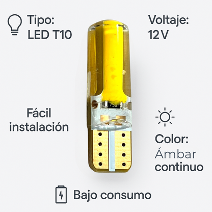 Lampara Led Para Auto T10 Posición Blanca Ambar Amarilla W5W