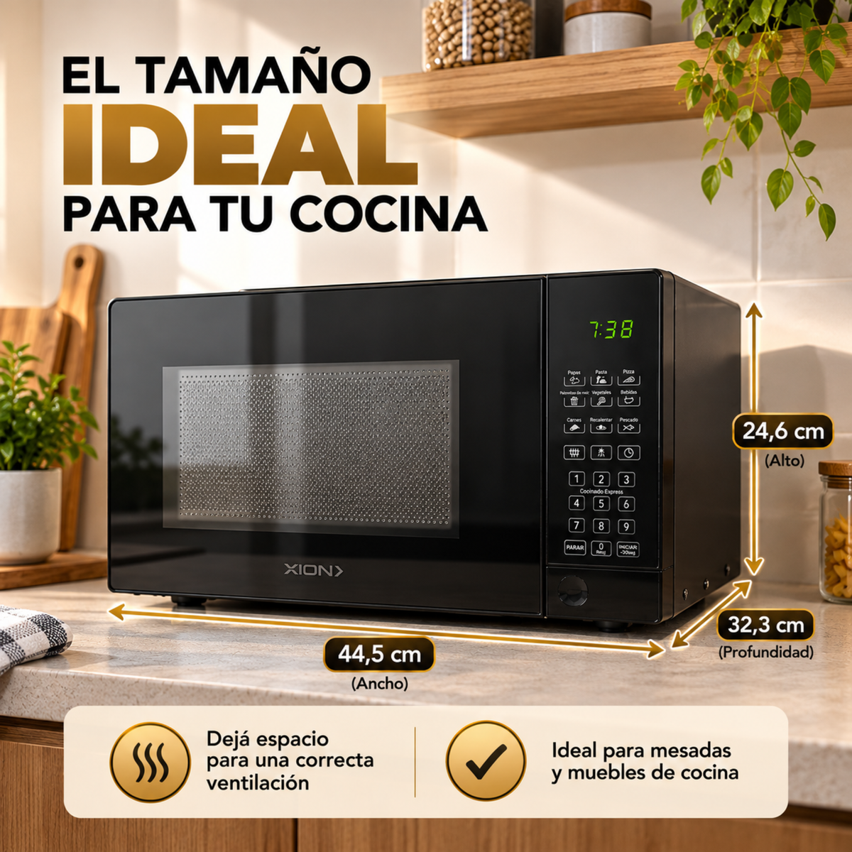 Horno Microondas Digital Para Cocina Xion 20l 700w Negro