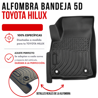Juego alfombras bandeja Rígida Toyota Hilux +2016 Juego específico bandejas