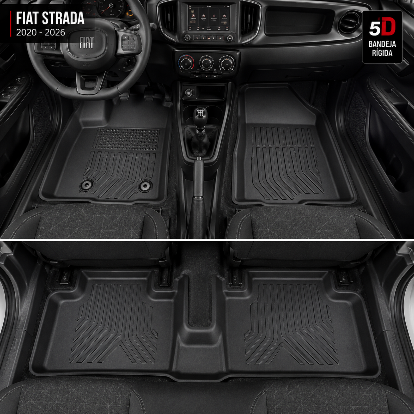 Juego Alfombras Fiat Strada Bandeja Rígida 5d Bandeja De Piso