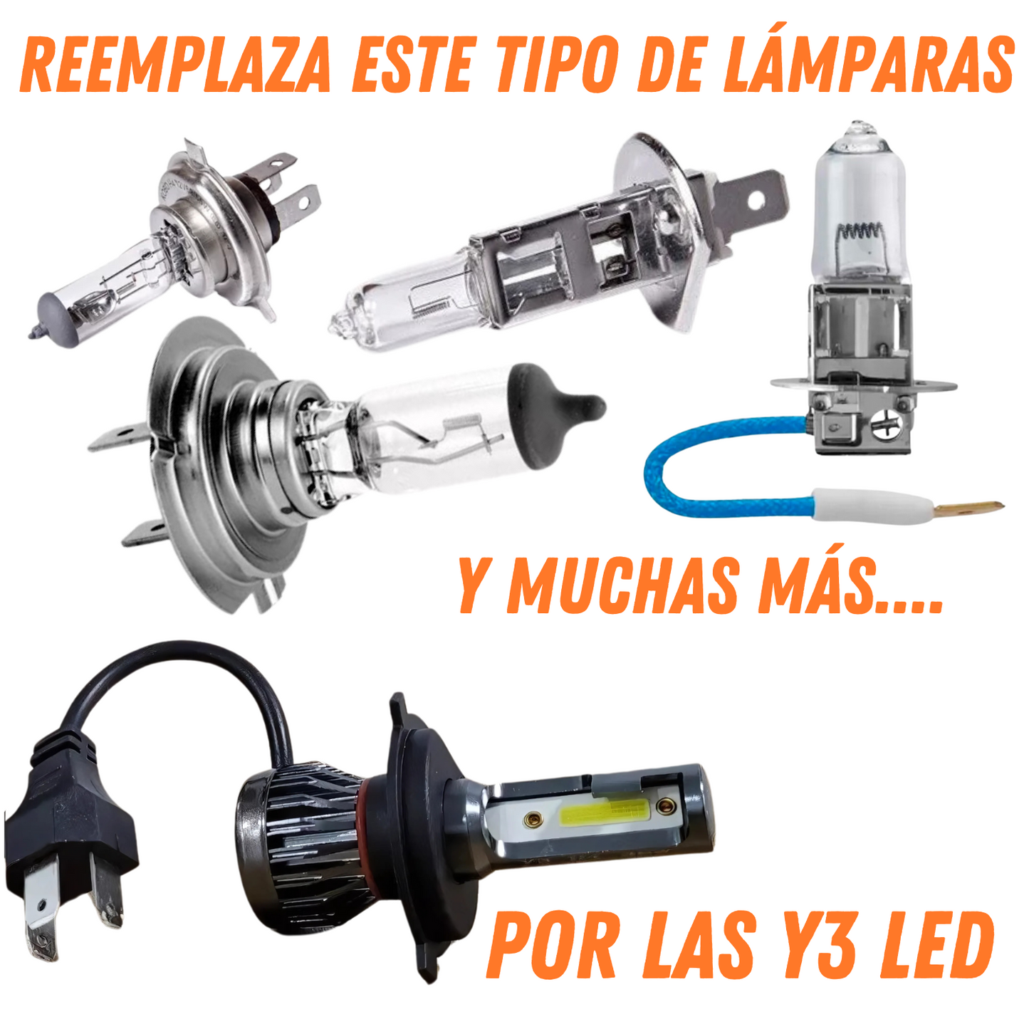 Lampara Led Para Auto Y3 6500k Kit Cree Led H1 H4 H7 Potente