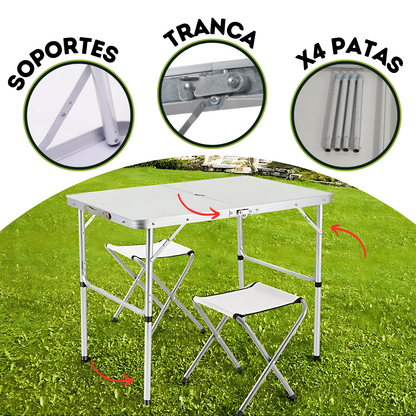 Mesa Plegable Desarmable De Camping Jardín Feria Tipo Valija