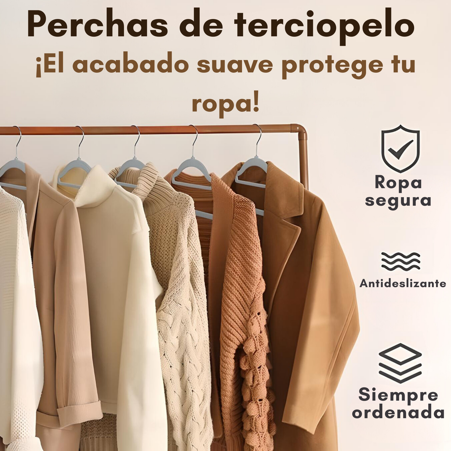 Perchas Para Ropa De Terciopelo Antideslizante Pack De 10uni