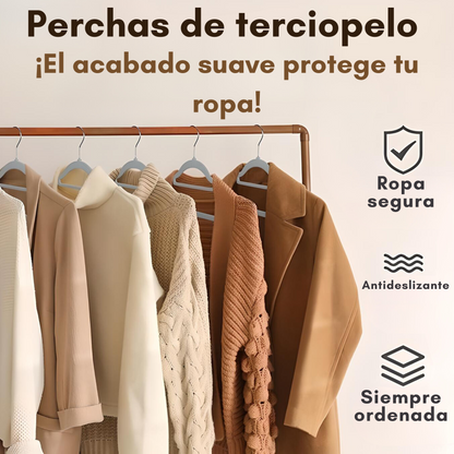 Perchas Para Ropa De Terciopelo Antideslizante Pack De 10uni