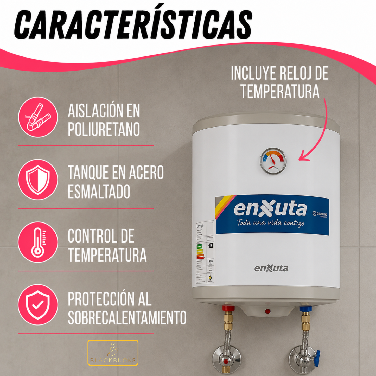Calefon Termotanque 30 Litros Enxuta Eléctrico 220V Agua Caliente