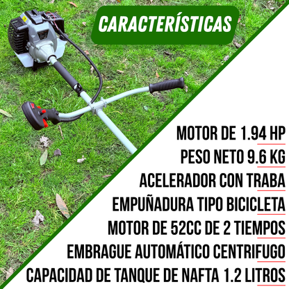 Desmalezadora Cortadora De Pasto Bordeadora A Nafta 52cc 2t