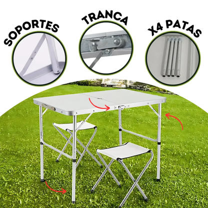 Mesa Plegable De Camping Desarmable Tipo Valija Feria 120x60