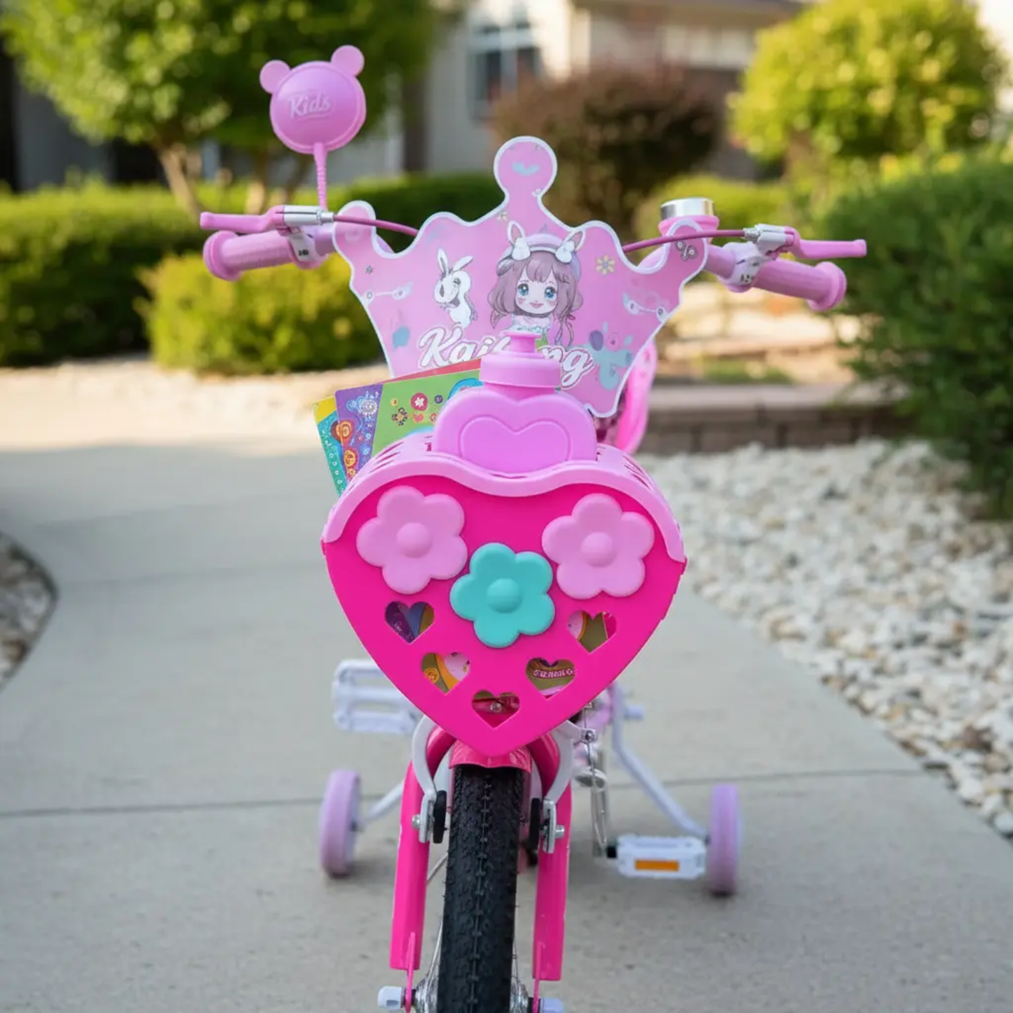 Bicicleta para niña Infantil Princesa Urbana Rodado 16 Con Rueditas Y Canasto Color Rosada-Violeta