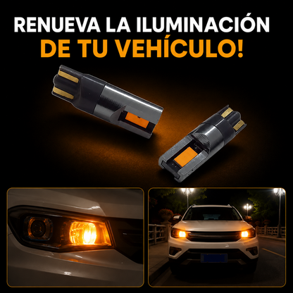 Lampara Led COLOR AMBAR Para Auto T10 Ir100 Posición Matrícula 12v W5w