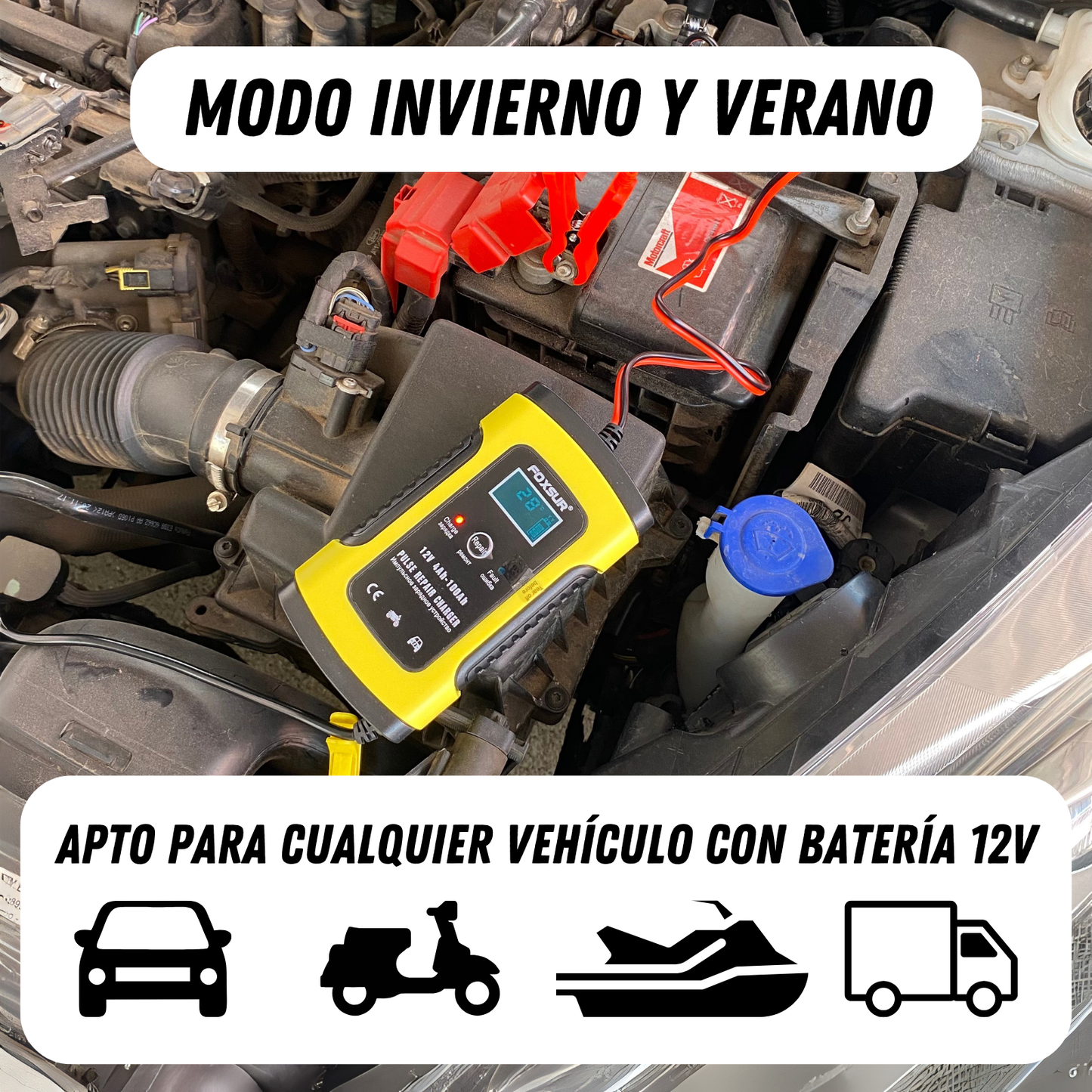 Cargador De Baterías De Autos Motos 12v Portátil Automático