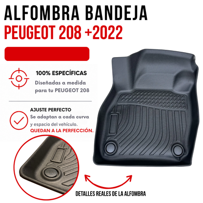 Alfombra PEUGEOT 208 Bandeja Rígida 5d Bandeja De Piso Auto Set alfombras TPE RÍGIDO