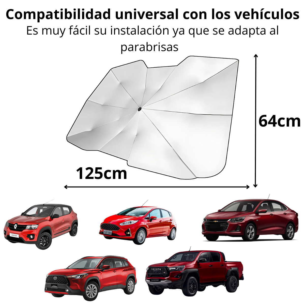 Parasol Para Parabrisas Auto Forma Paragua Enrollable Grande