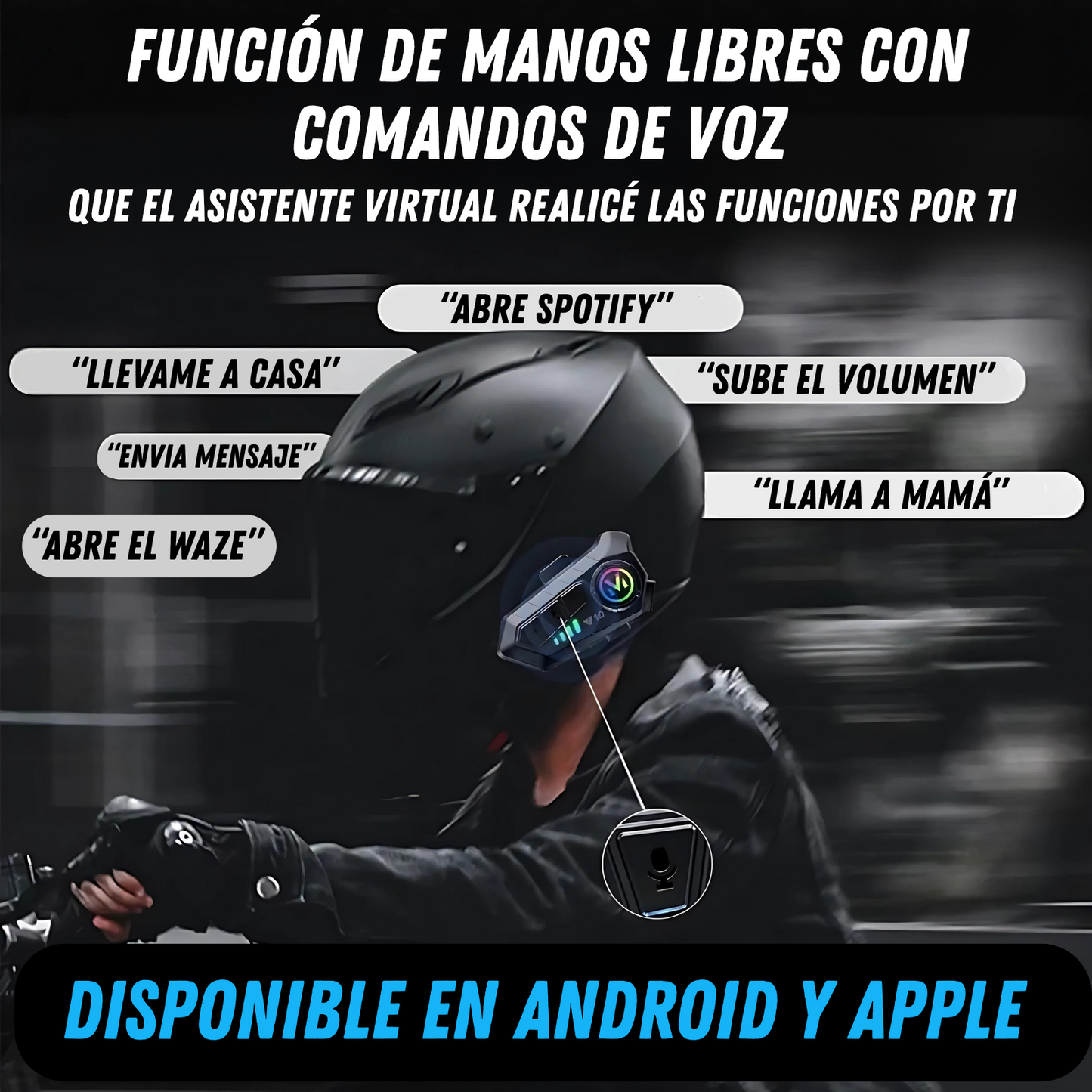 Intercomunicador Moto Casco Inalámbrico Bluetooth Llamadas