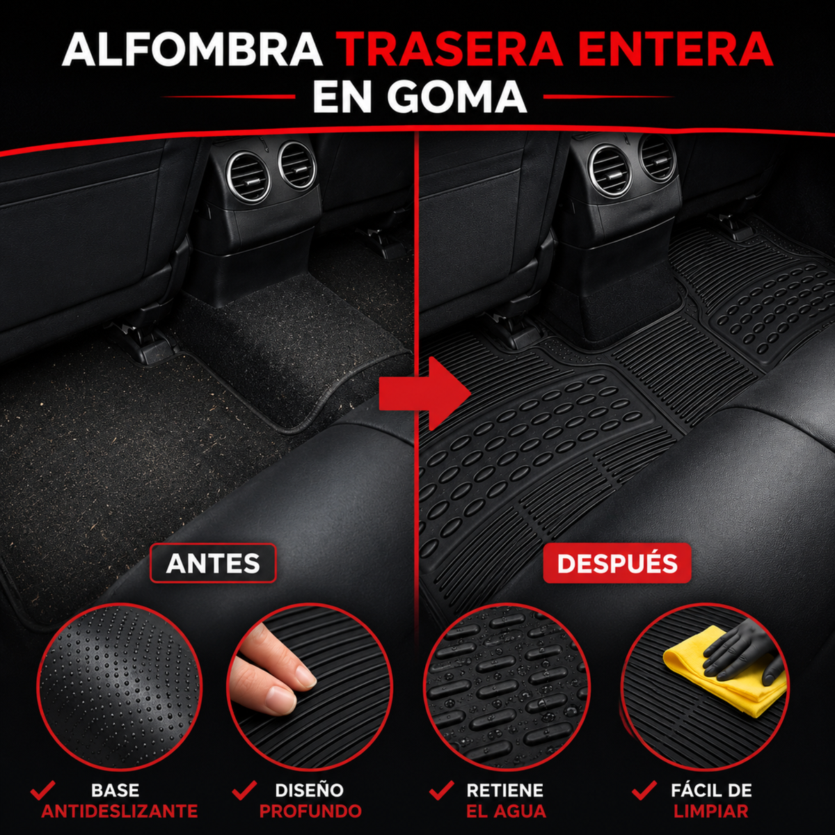 Juego Alfombra Para Auto De Goma Alfombras Universales Autos