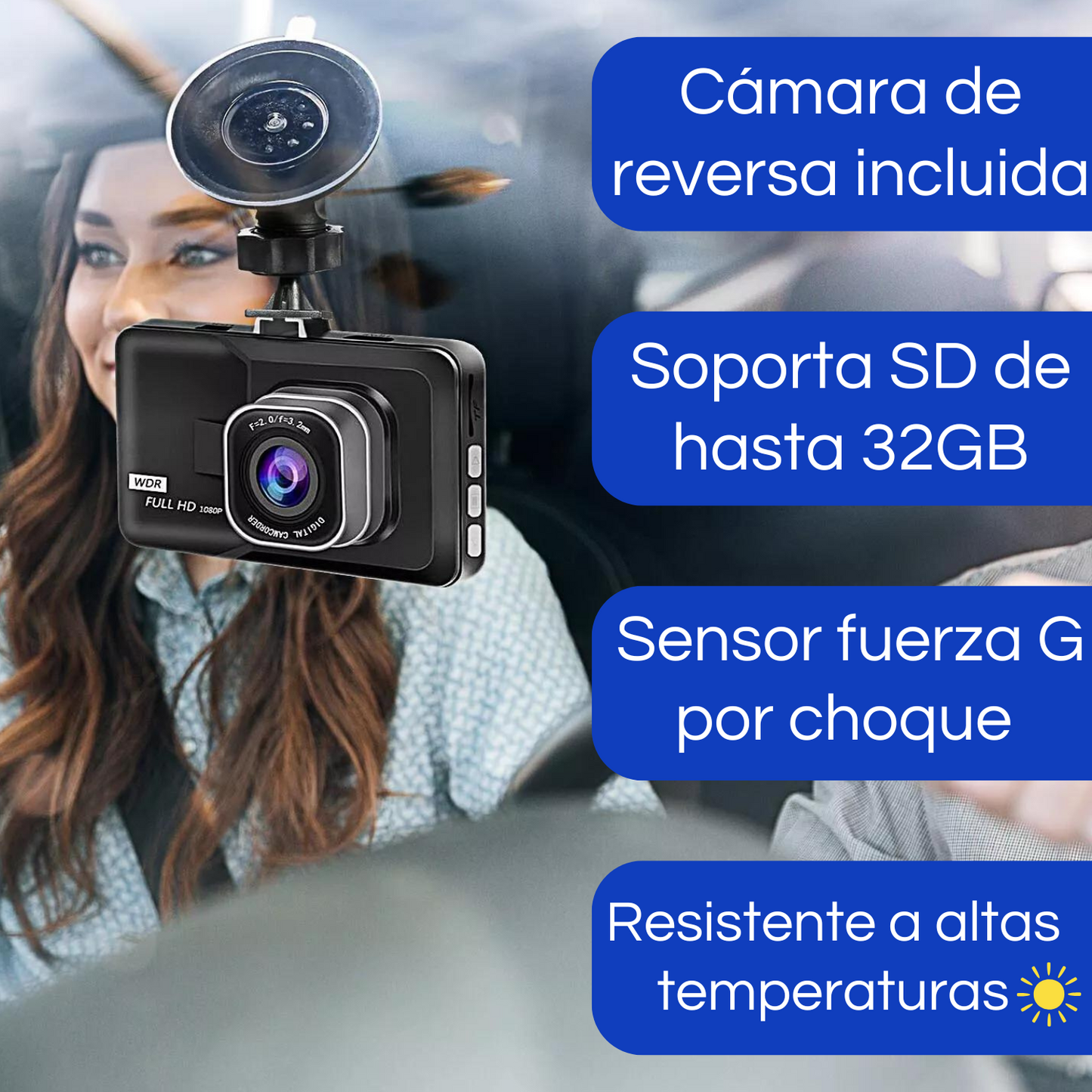 Cámara Para Auto Dashcam Grabadora Retrovisor Cámara Trasera